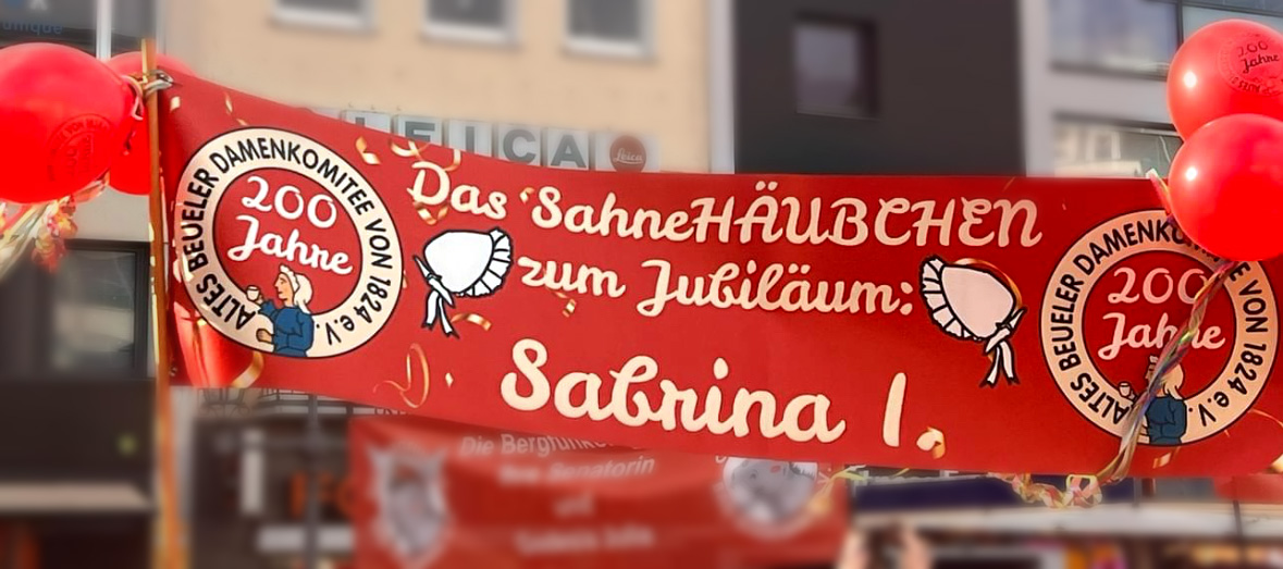 Banner Das Sahnehäubchen zum Jubiläum Sabrina I.